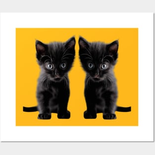 black cat- two black cats Posters and Art